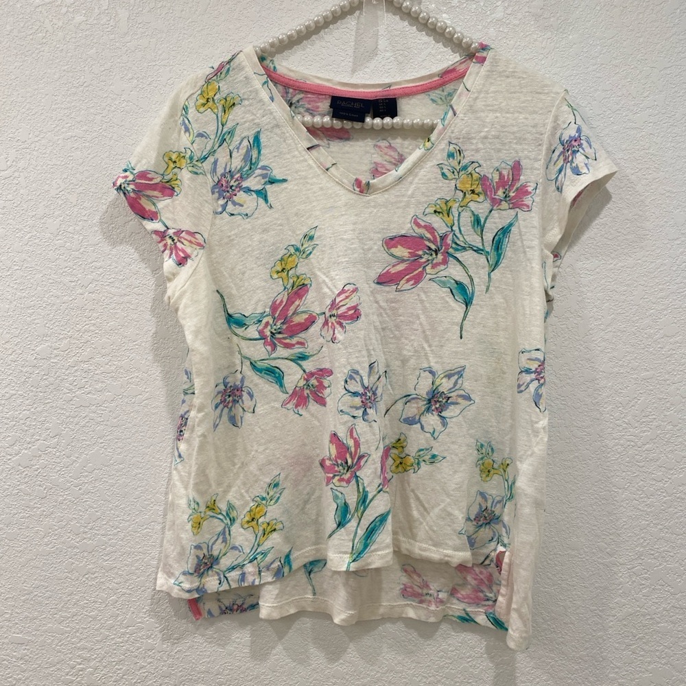 RACHEL Rachel Roy floral shirt 100% Linen size L